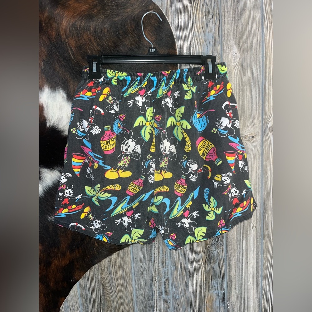Vintage Disney Mickey Unlimited size medium men’s black with graphic swim shorts - Picture 6 of 7